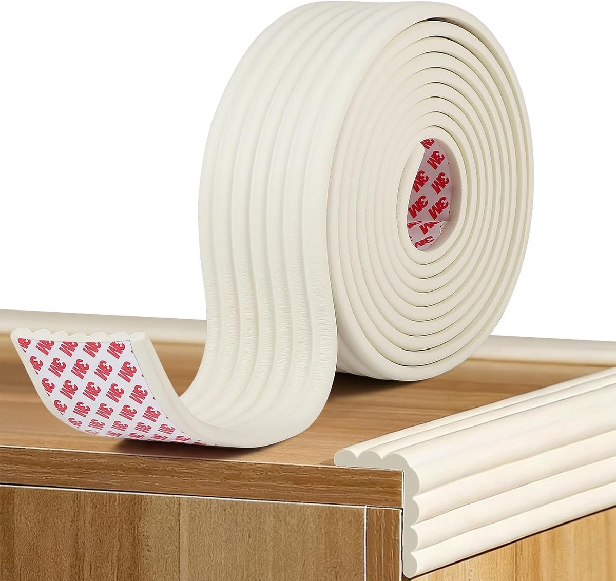 Zelfklevende Schuimrandbescherming, 6 m, 8 cm Breed, 0.8 cm Hoog, Multifunctionele Meubelbescherming, Veiligheidsrand voor Kinderen, Zachte Hoekbescherming