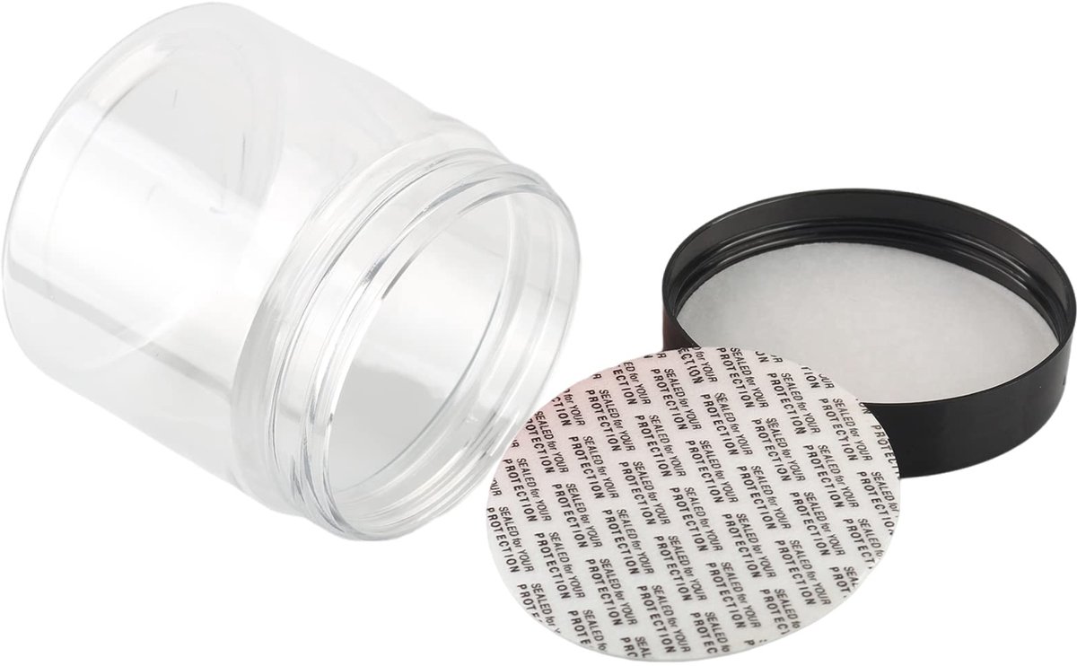 Cosmetische potten 200 ml - transparant plastic - zwart schroefdeksel - ideaal voor zelfgemaakte crèmes - ShopVlot