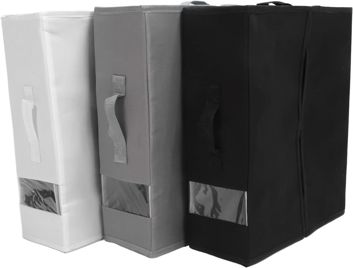 Set van 3 Opbergdozen voor Bedlinnen van Linnen, Ruimtebesparende Kledingopbergers met Venster en Grote Capaciteit