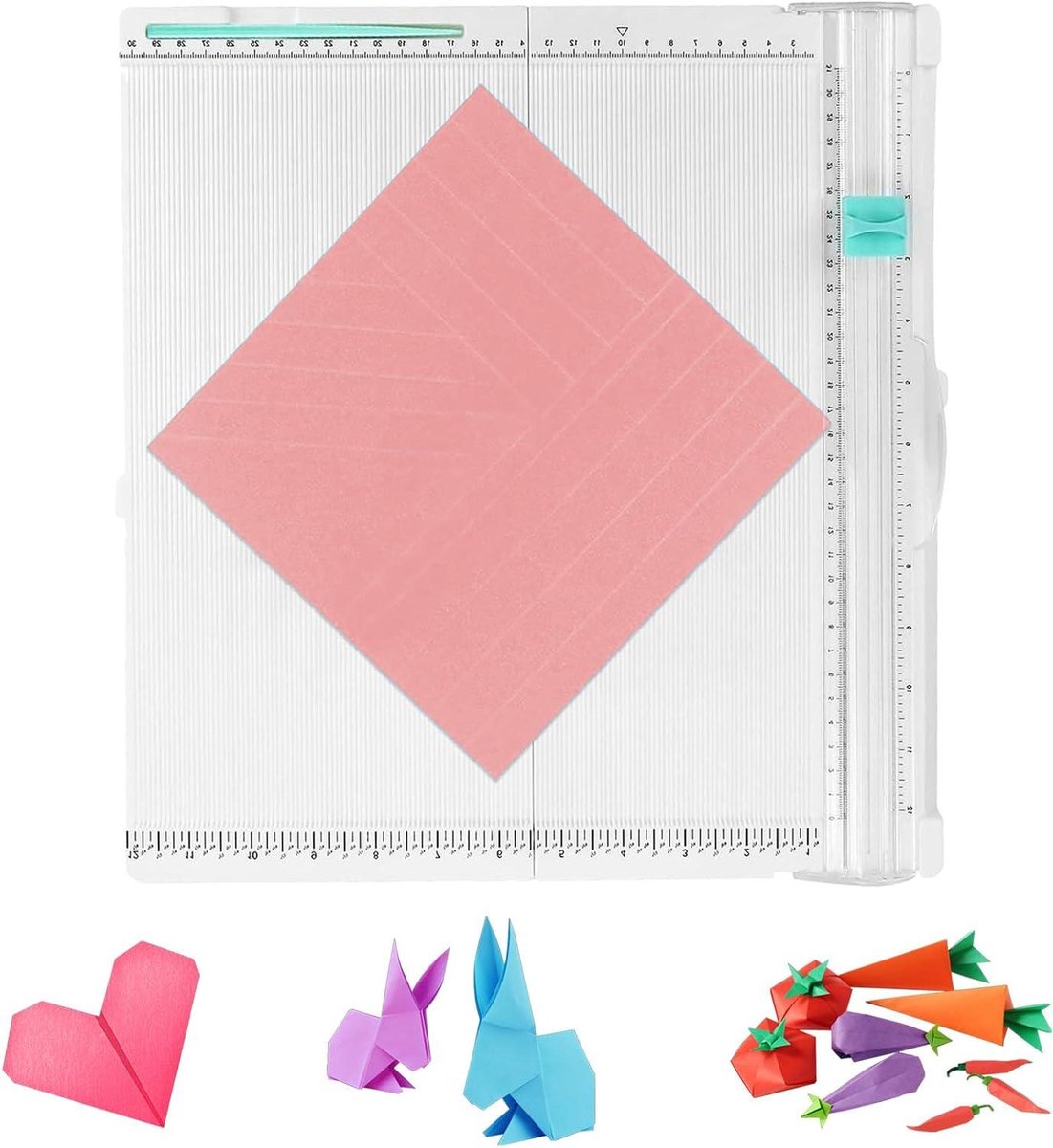 Papiersnijder Vouwplank - Snijmachine Kaarten - Hobby Projecten Maken - Geïntegreerde Vouwlijn - 36 x 35 cm - Wit