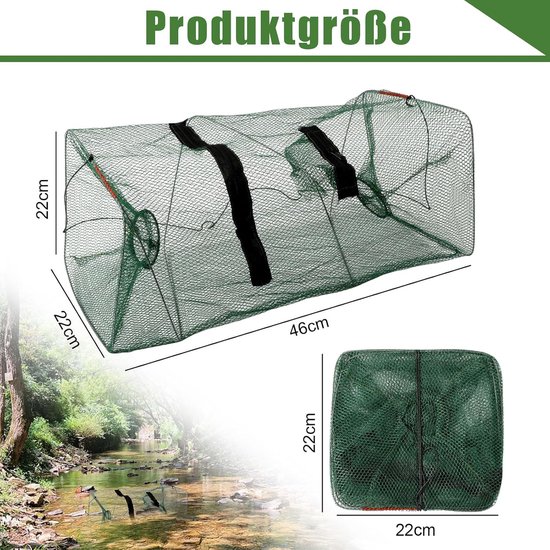 SnelShoppen - 4-delige Vissersnetten Set voor Bait, Crayfish, Lobster en Carp - Duurzaam Nylon en Gegalvaniseerd Staal - Herbruikbaar en Praktisch - I van Snelshoppen — afbeelding 4