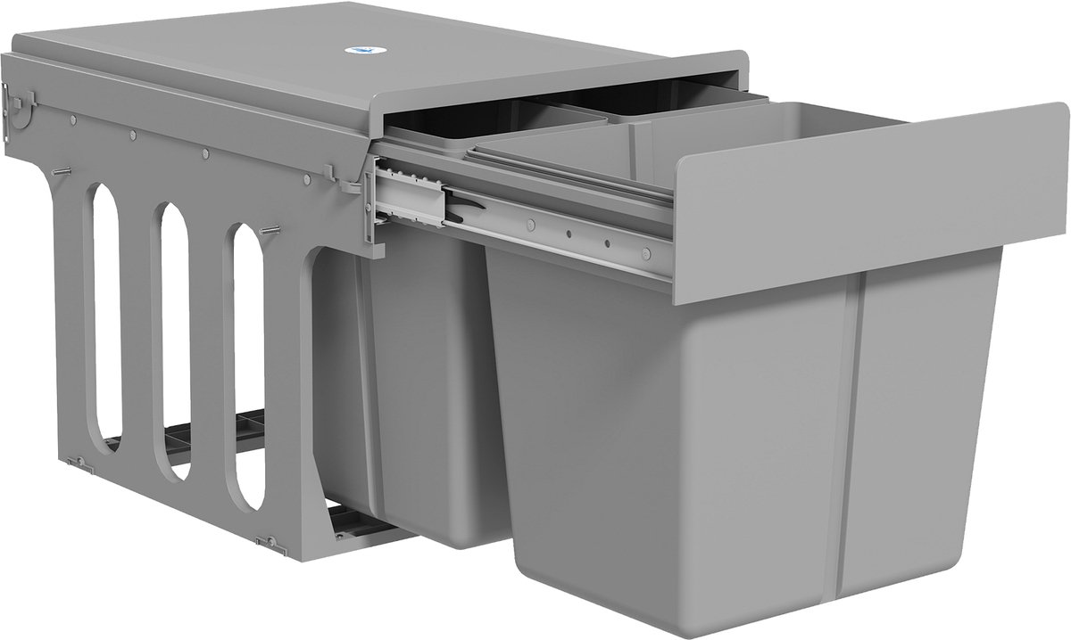 HOMCOM Cupboard Bins for Kitchen-Kunststoff, Metall-48L x 34,3B x 35,1H cm-Hellgrau