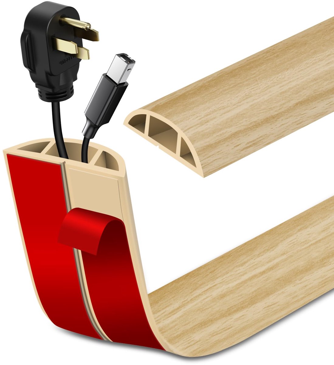 Kabelgoot 3 m x 5 cm - PVC - zelfklevend - flexibele kabeldoorvoer voor een opgeruimde werkplek - ShopVlot