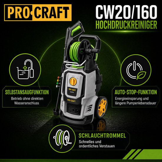 Procraft CW2.0/160 hogedrukreiniger 2000 watt 160 bar 7,5 l/min + accessoires van Procraft — afbeelding 2