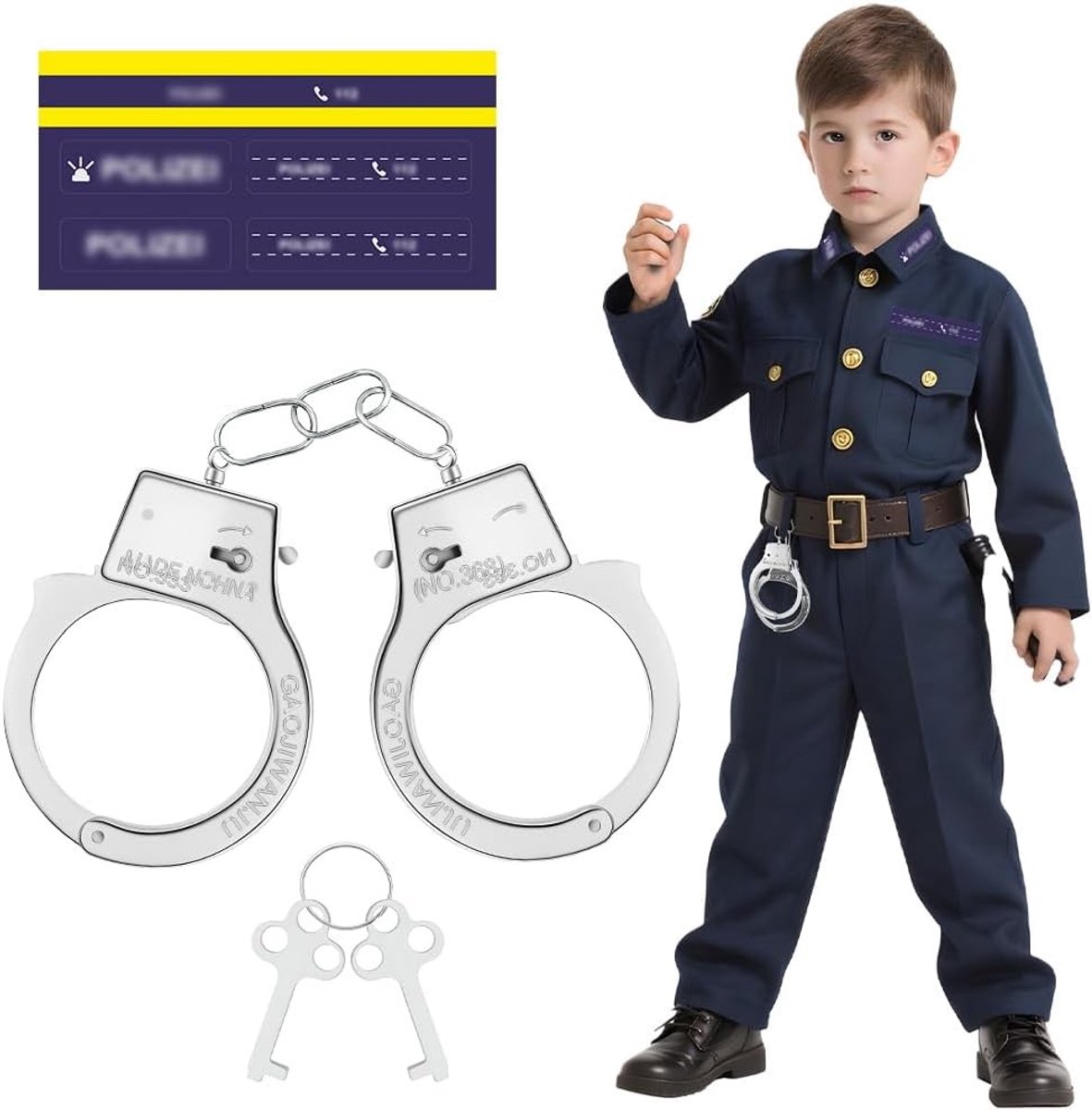 Handboeien van metaal voor rollenspellen, Halloween kostuums en themafeesten, inclusief sleutel en accessoires