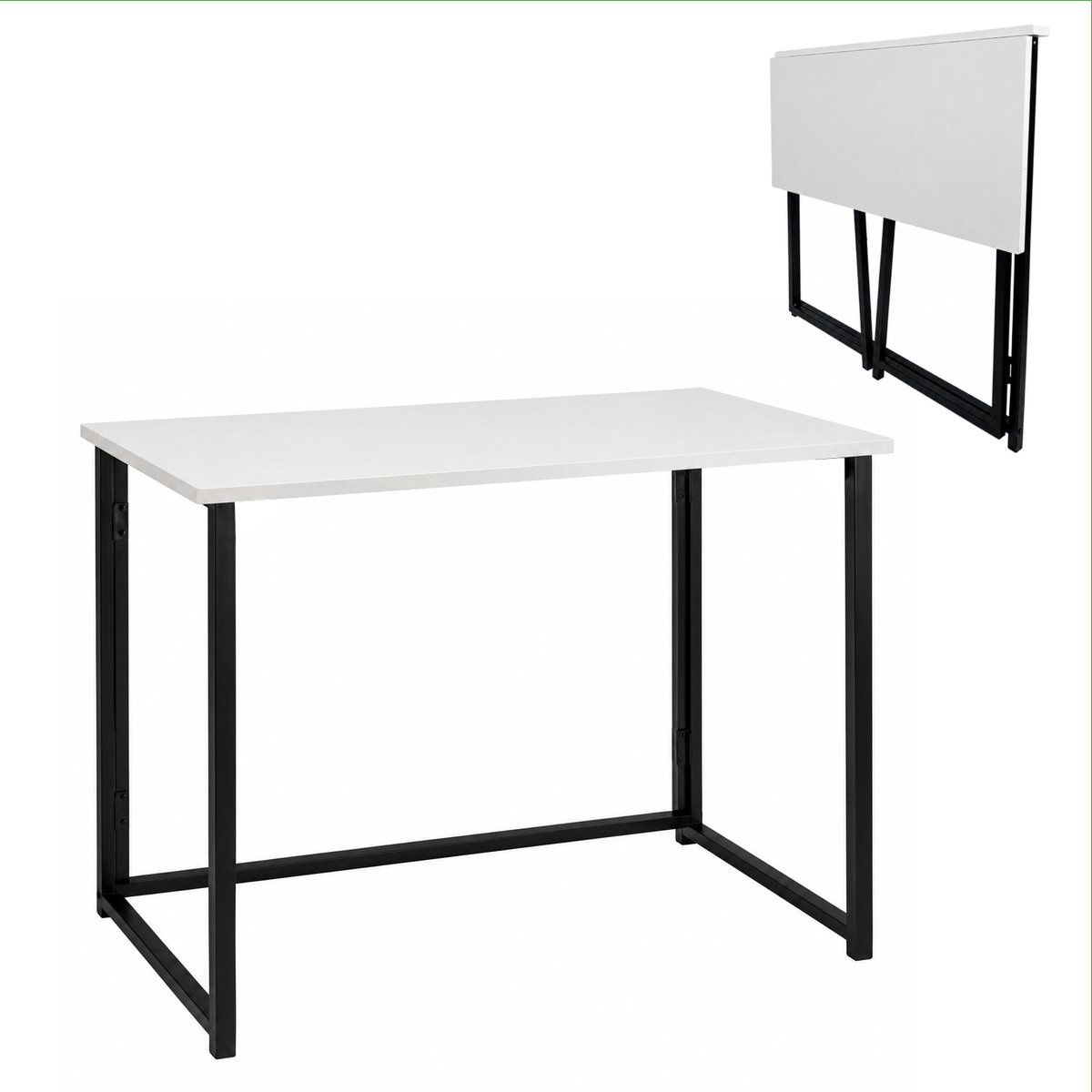 Bureau - wit/zwart - MDF en metaal - 80 x 40 x 74 cm - opvouwbaar