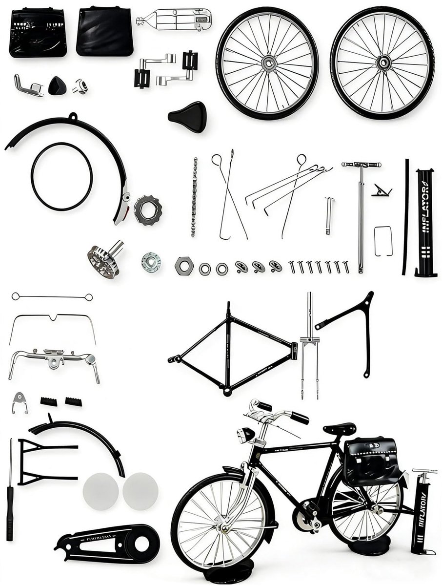 Fietsmodel schaal 1/10 - DIY speelgoedset voor vingerfietsen - trapset met simulatie - ideaal cadeau-idee - ShopVlot