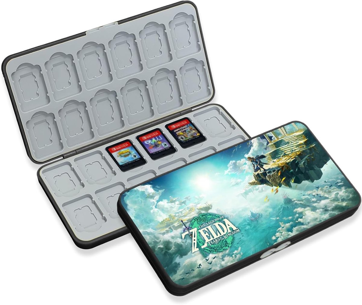 Beschermhoes voor speelkaarten en SD-kaarten, schokbestendige organizer met 24 cartridge slots, waterdicht en magnetisch design voor optimale bescherming