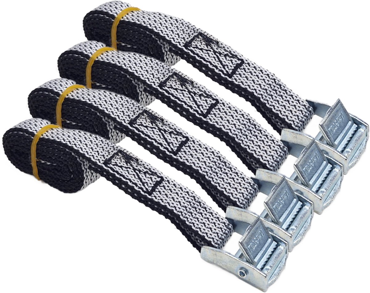 BCF-Products - Spanbanden - 80 cm - 4 stuks - Grijszwart - Spanbandjes - Spanband Fiets - Fietsriempjes - Bindriemen