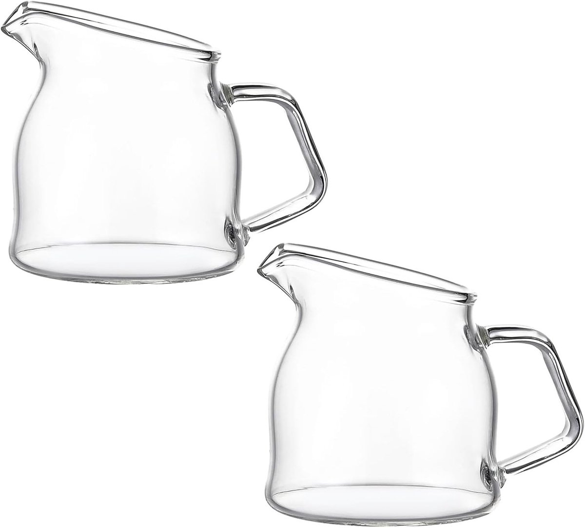 Set van 2 Mini Glazen Decanteerders, 100ml Melkkannen en Sauspotjes voor Thee en Syrup