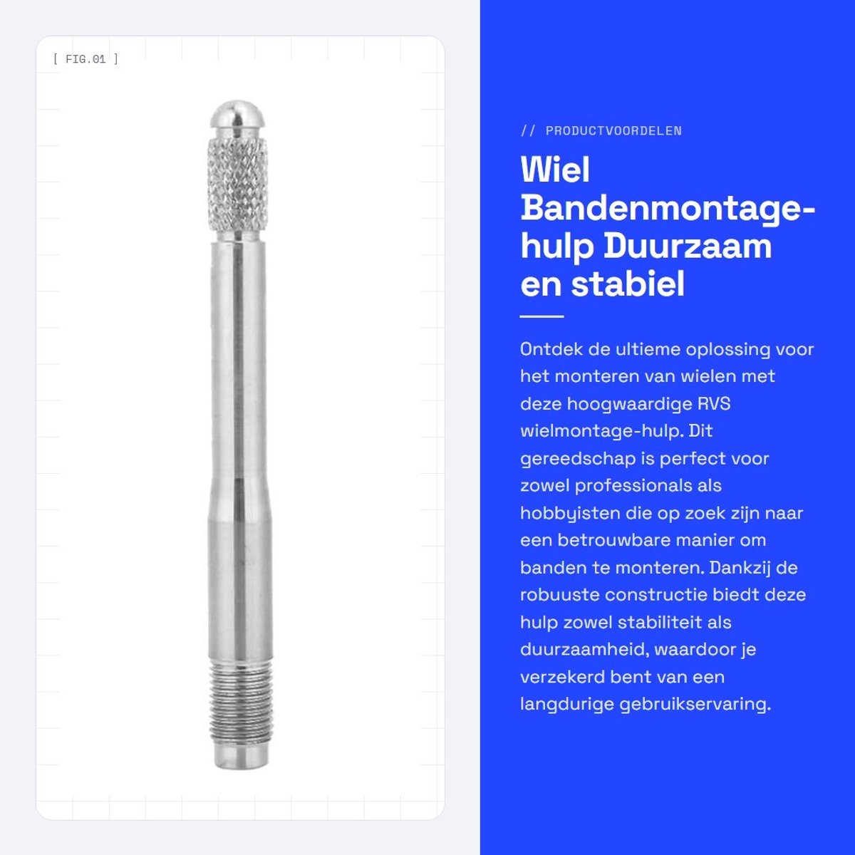 Dailygoods- Wiel Roestvrij Staal - Hulp Bandenmontage - Vervangend Gereedschap - Accessoires - Gekartelde Uiteinden - Professionele Afwerking - Wielmontagehulp