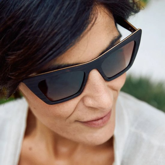 Wooda® Houten Zonnebril Cateye - Bruin Houtaccent - Gepolariseerd - Wooda Cami Marrón Dégradé van Merkloos — afbeelding 4