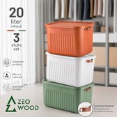 Zeo Wood® - Opbergbox met Deksel - Opbergdozen met Deksel - Opbergmand met Deksel - Set van 3 - 20L - Multicolour