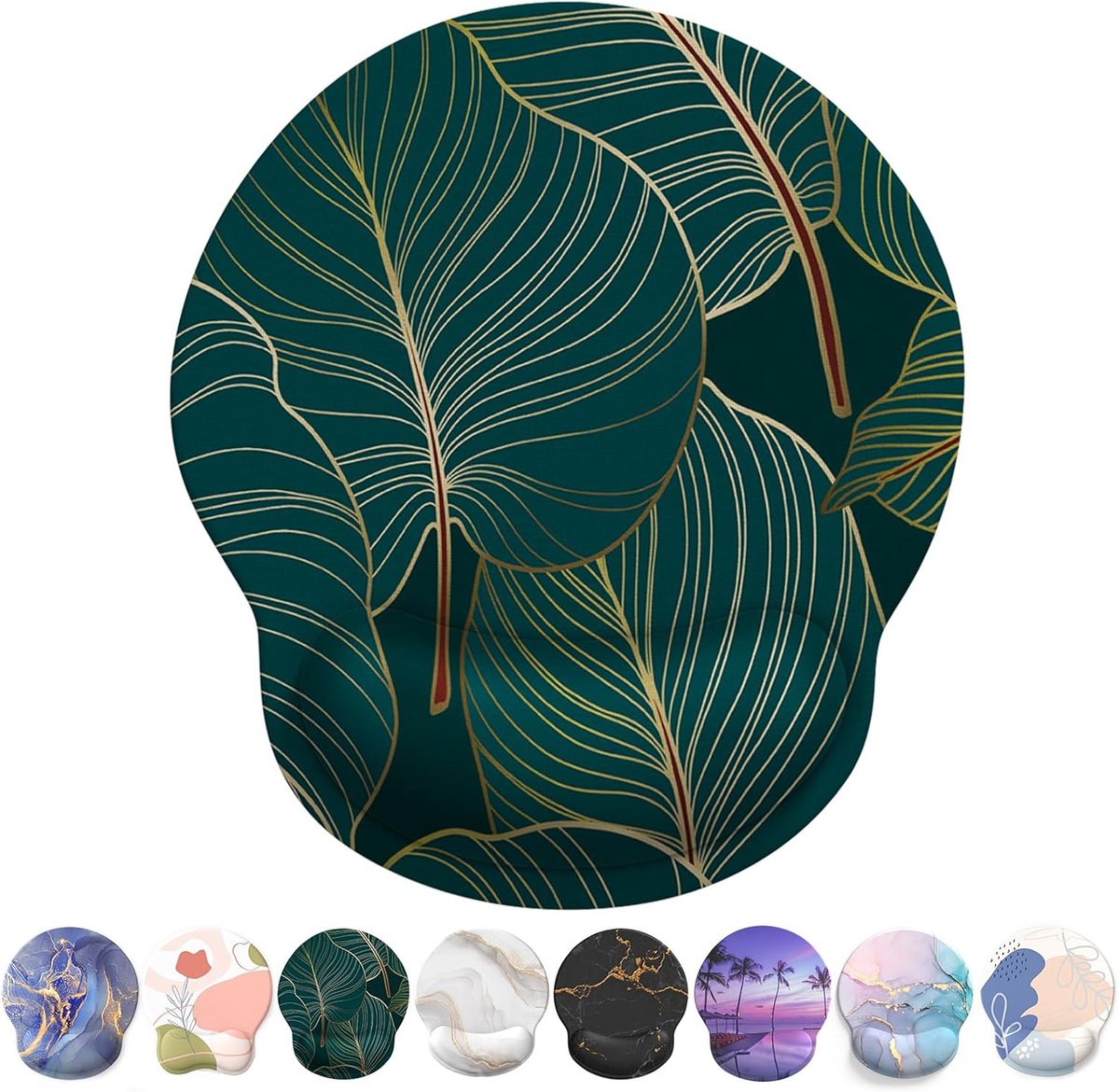 SnelShoppen - Gel Cushion Mouse Pad met Handsteun, Ergonomisch en Comfortabel, Voor Laptop en Gaming, Antislip PU Onderkant, Tropische Planten Design