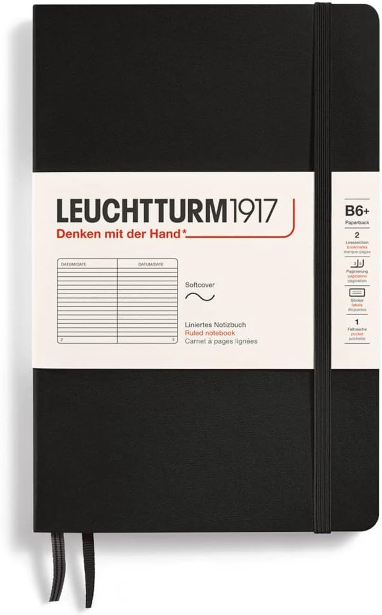 Thijox - Notitieboek B6+ Softcover Gelinieerd Zwart - Compact en Flexibel voor Notities, Aantekeningen, Dagboek, School en Werk