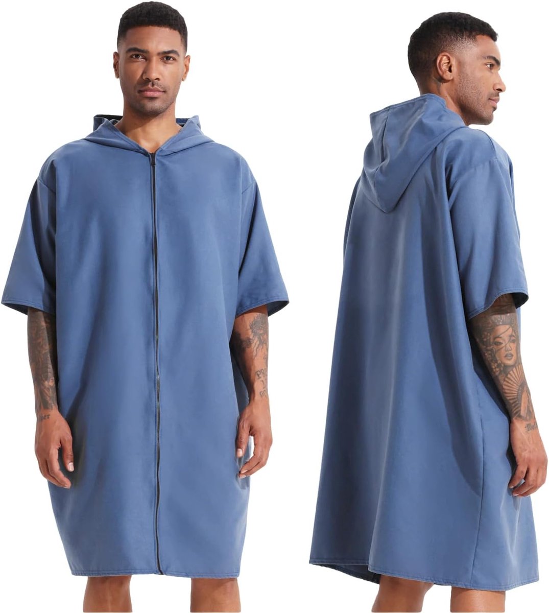 Thijox - Sneldrogende Microvezel Poncho Handdoek voor Volwassenen met Capuchon - Grote Absorberende Draagbare Handdoek voor Zwemmen, Surfen, Strand, C