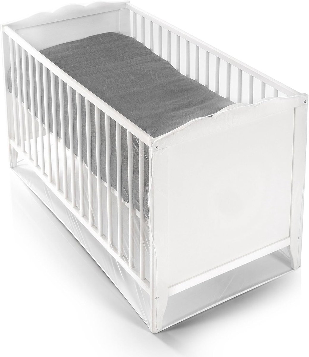 Thijox - Insectenbescherming Kinderbed - Extra Groot Muggennet voor Baby's - Reisbed Insectennet - 100% Polyester - Wit - Geschikt voor Bedden tot 70x