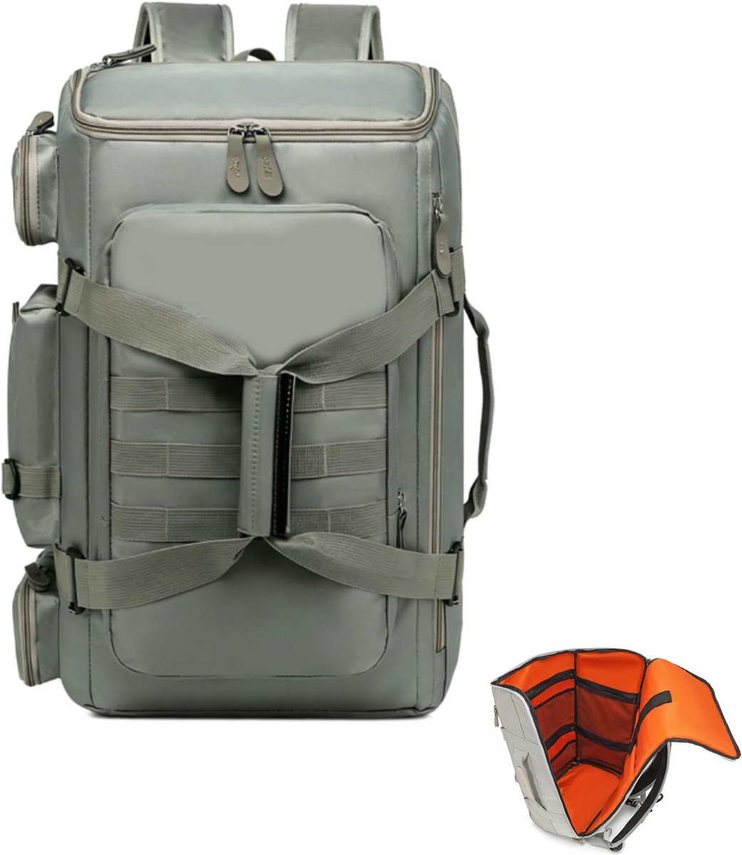 KZQ Grote studenten reisduffel rugzak 50 liter met nat vak - Waterdichte reistas voor fitness outdoor en zaken - Geel