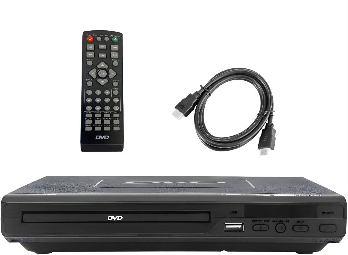 Ploutos® DVD Speler Met HDMI - Dvd Speler Voor De Tv – Voor Thuisonderwijs En Entertainment - Zwart - 23cm x 22cm x 4cm