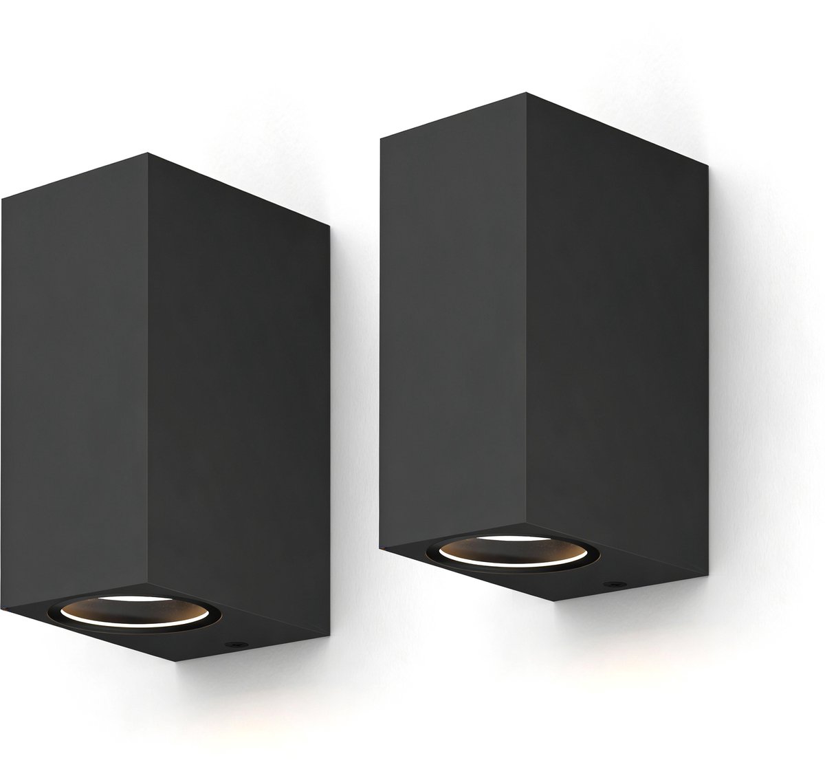 Calex Smart Wandlamp Buiten Zwart 2-Pack - Verticaal Rechthoekig - Up & Downlight - RGB LED - Dimbaar - App & Spraakbediening - IP54