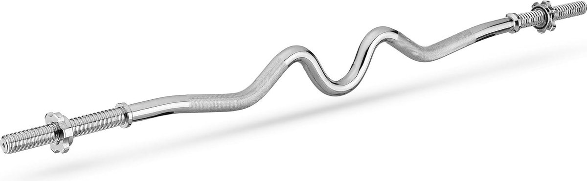 Halterstang - Krachtstang - Krachttraining - Geribbeld staal - 120cm - Zilver