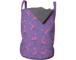 New Bed, Wasmand met Flamingo’s voor meisjeskamer, Flamingo Patroon Opbergmand kinderkamer met Handvatten en Koordsluiting, Speelgoedmand kinderen - Speelgoedkist - Wasbox - 33 x 48 cm