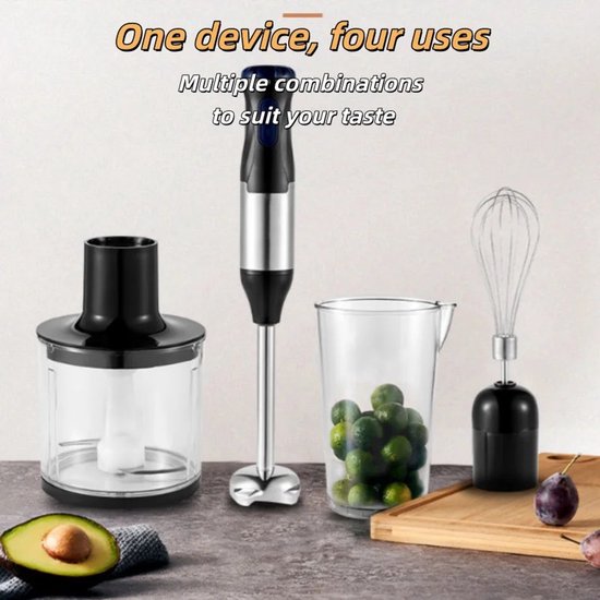 Zerova 4-in-1 Staafmixer set - Blender Smoothie - Handmixer met Mengkom - 600l mengbak - 1000W - 5 snelheden - Turbo - Zwart — afbeelding 3