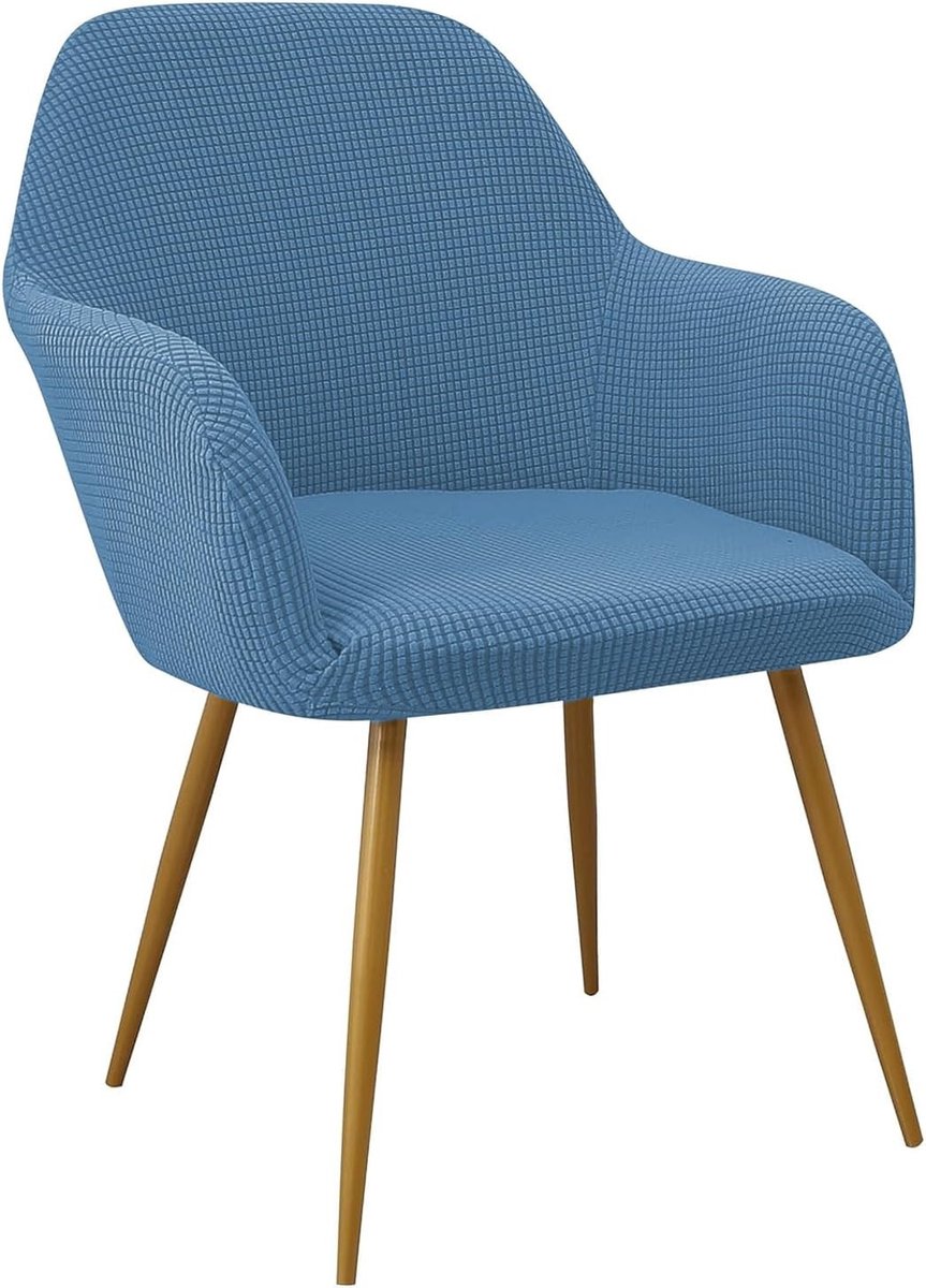 Set van 4 Elastische Stoelhoezen voor Make-upstoelen, Jacquard Design, Geschikt voor Kantoor- en Swivelstoelen in Denim Blauw