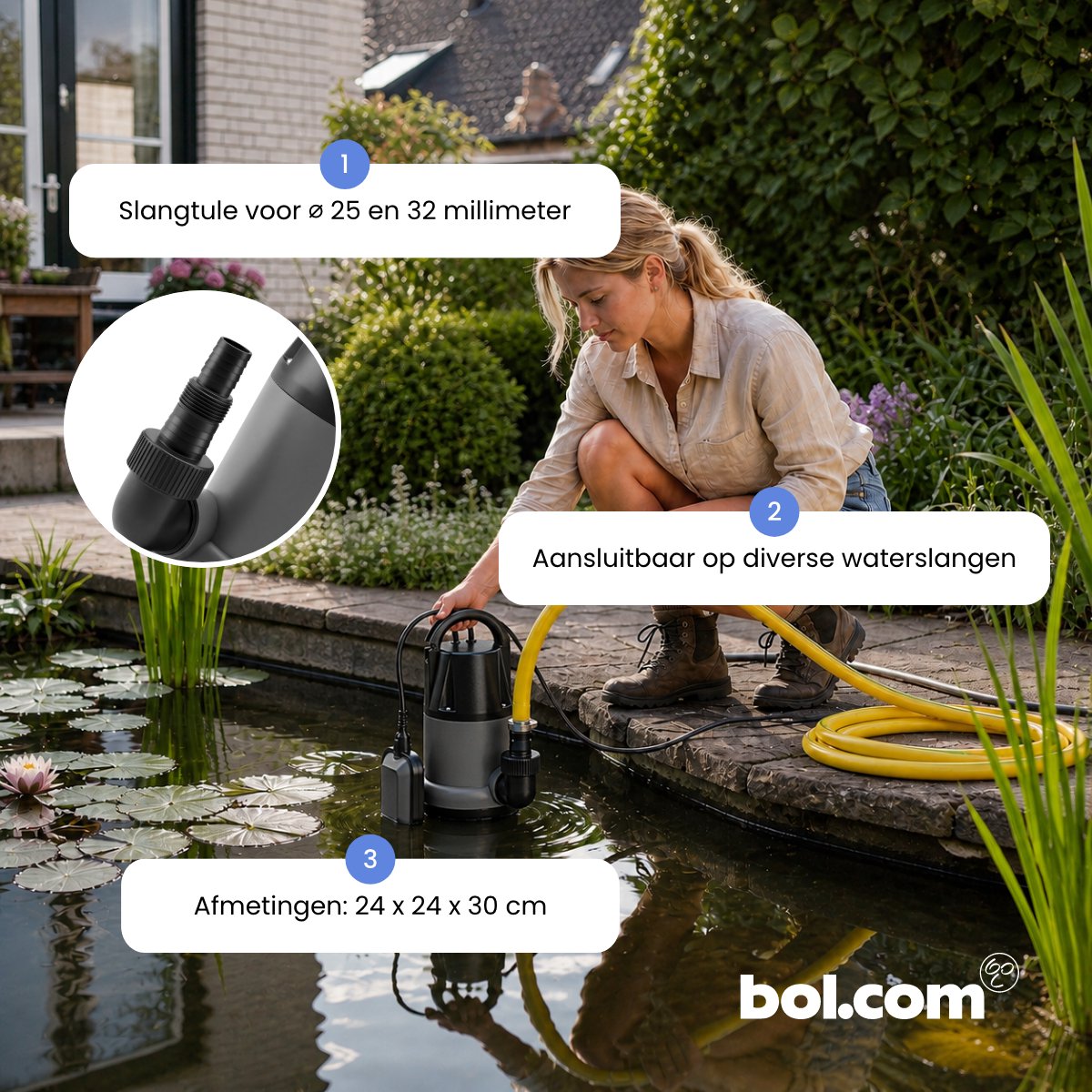 123® Dompelpomp Schoon Water 6000 l/u – Zwembad leegpompen – Automatische Vlotterschakelaar – Kelderpomp tegen Wateroverlast – Waterpomp voor Kelder, Zwembad, Vijver en Tuin – foto 3