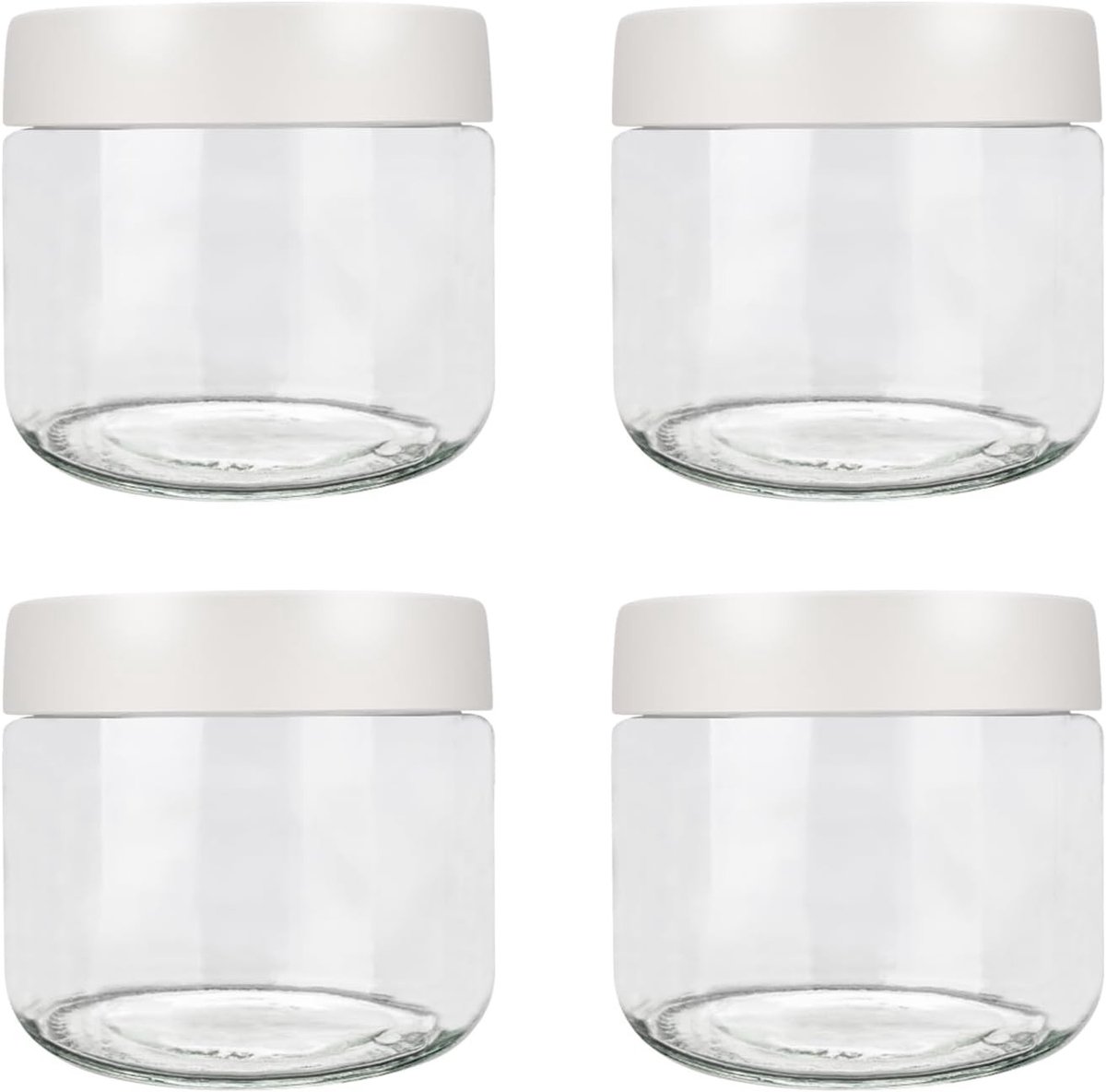 Opslagpot met Schroefdeksel, Ideaal voor Overnight Havermout, Brede Hals en Tuit, 300ml, Wit, Perfect voor Keukenorganisatie en Voedselbewaring