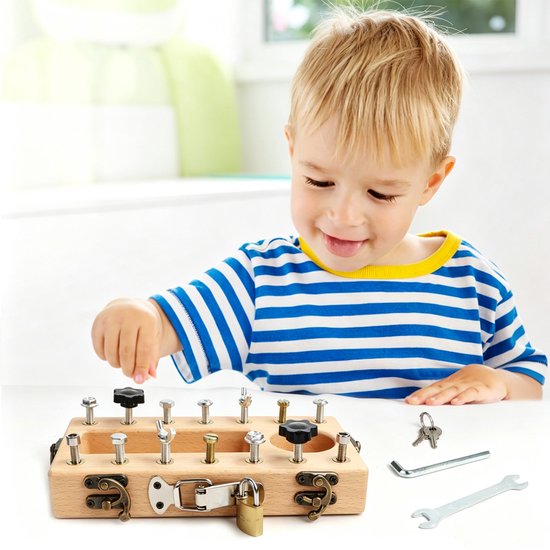Montessori speelgoed schroeven bord set - Houten busy board - Sensorisch speelgoed - Educatief houten speelgoed voor 3 4 5 jaar - Cadeau voor jongens en meisjes — afbeelding 2