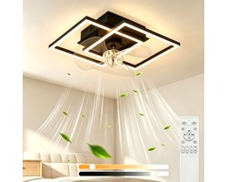 NETTLIFE Plafondventilator met Verlichting LED - Stil - Met Afstandsbediening - Zwart - 3000-6500K Dimbaar - Modern - 6 Standen - DC-Motor - Timer - Voor Slaapkamer