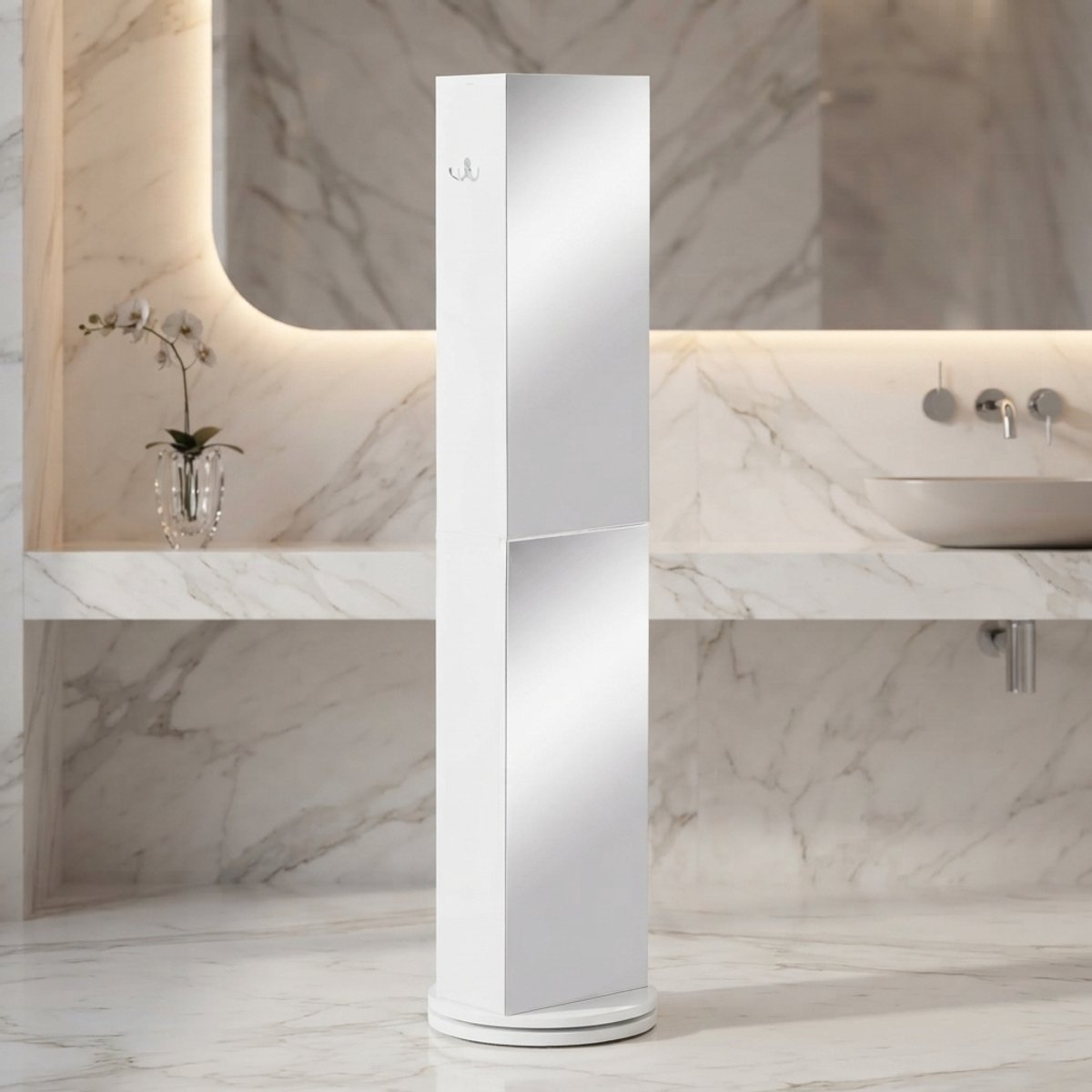 Kaptafel met LED Spiegel - Wit - Novihome