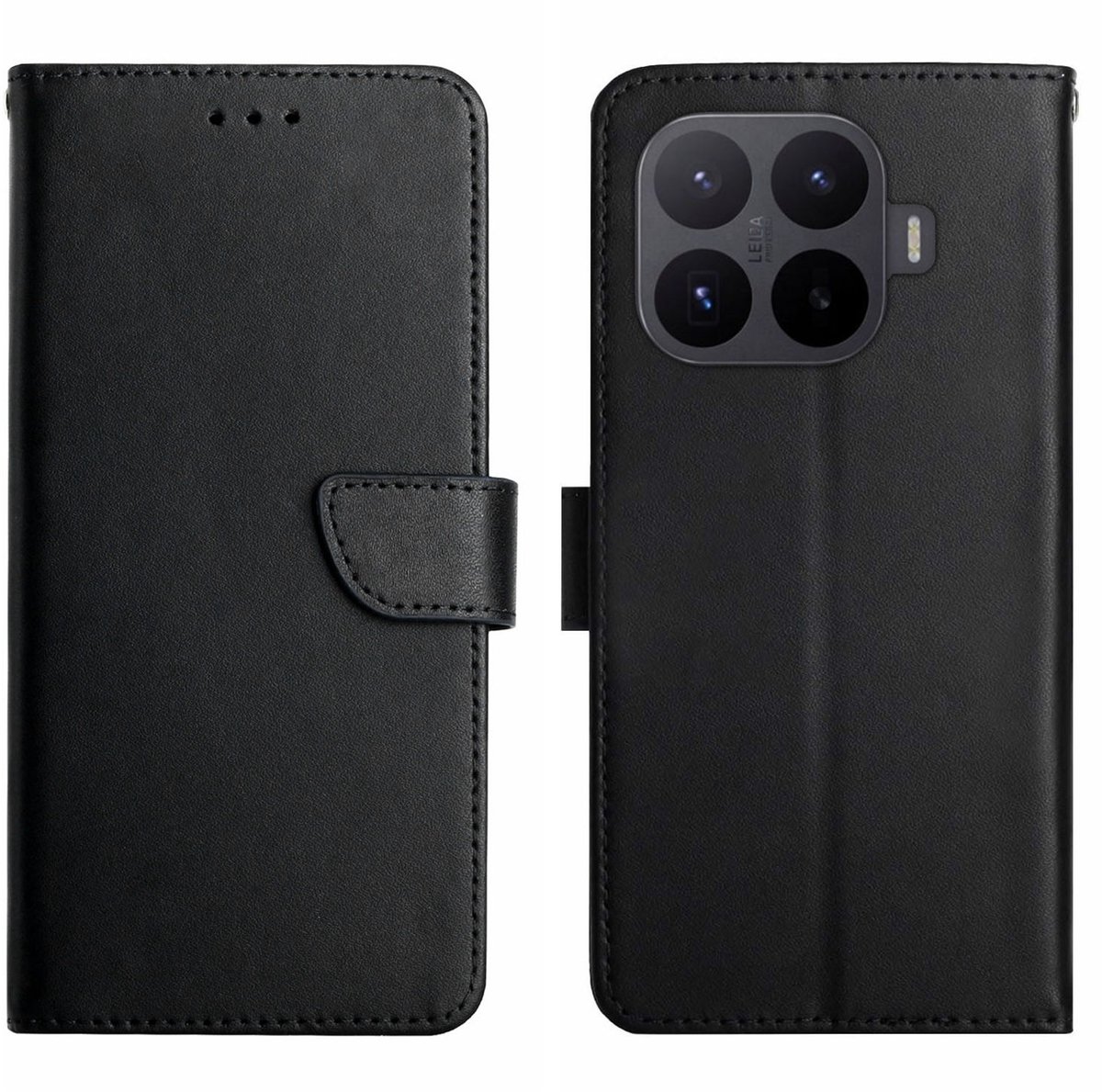 Coverup Hoesje - Geschikt voor Xiaomi 17T Pro Hoesje - Coverup Genuine Leather Book Case - Echt Leder - Zwart