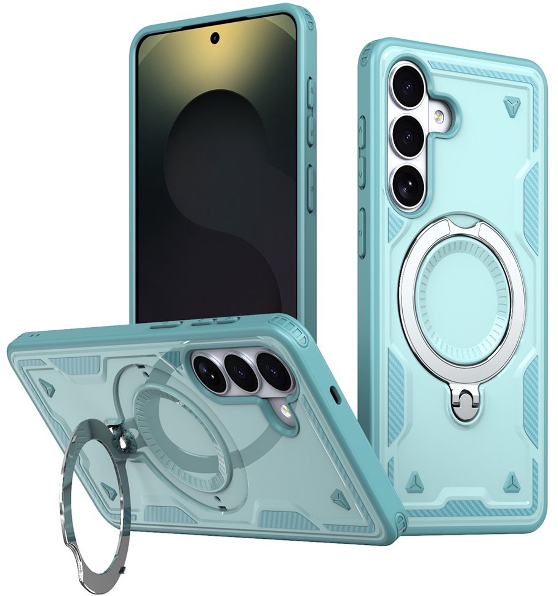 Coverup Hoesje - Geschikt voor Samsung Galaxy S26 Hoesje - Coverup Armor Back Cover met MagSafe Compatible Kickstand - Mintblauw
