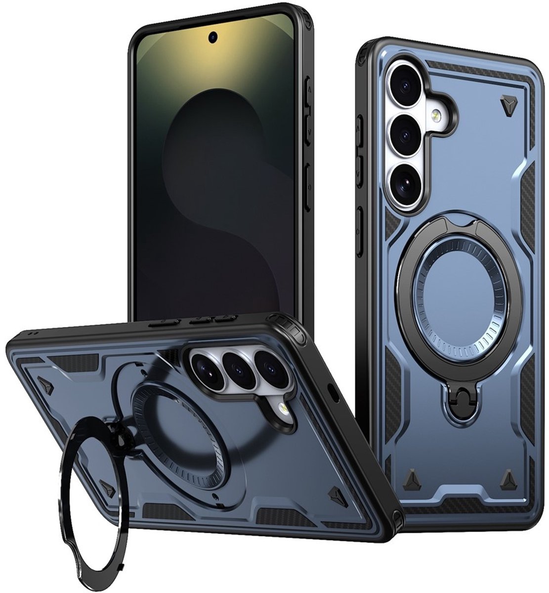 Coverup Hoesje - Geschikt voor Samsung Galaxy S26 Hoesje - Coverup Armor Back Cover met MagSafe Compatible Kickstand - Blauw
