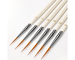 Arcana Art Sleperpenselen – set van 6 | Detail- & linerpenselen voor acryl-, olie-, aquarelverf, inkt, nail art & miniaturen | Synthetisch haar