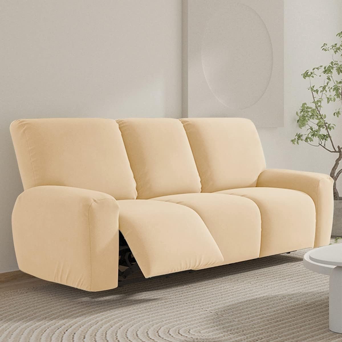 3-Zits Relaxfauteuil Hoes met Zakjes - Rekbare Hoes voor Elektrische Armstoel en Woonkamer