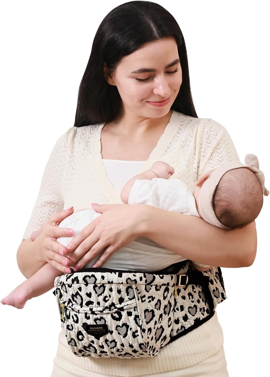 Heupdraagzak Baby met Zitje - Ergonomische Baby Heupdrager met Antislip Zitvlak - Verstelbare Tailleband en Meerdere Opbergvakken - Voordrager voor Pasgeboren Baby tot Peuter tot 20 kg