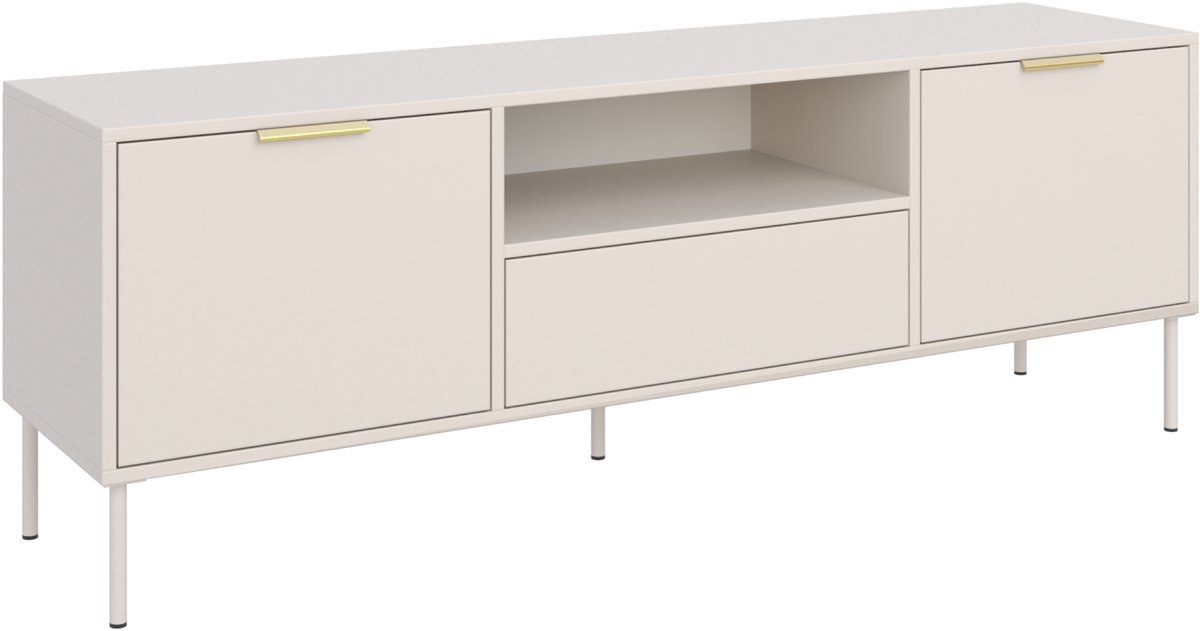 Selsey Vena – TV-meubel met 2 deuren, lade en nis - Zwart - 160cm