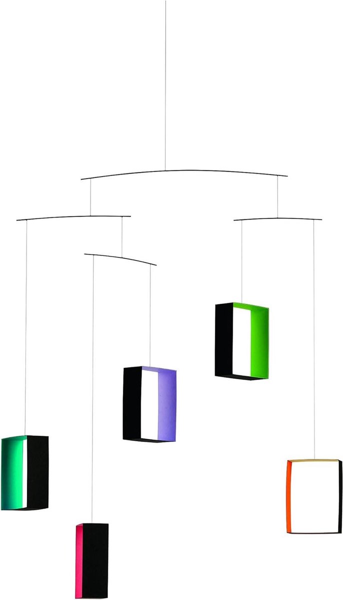Decoratieve Mobiel - Wanddecoratie - Babykamer Inrichten - Handgemaakt Ontwerp - 60 x 45 cm - Zwart/Multicolor