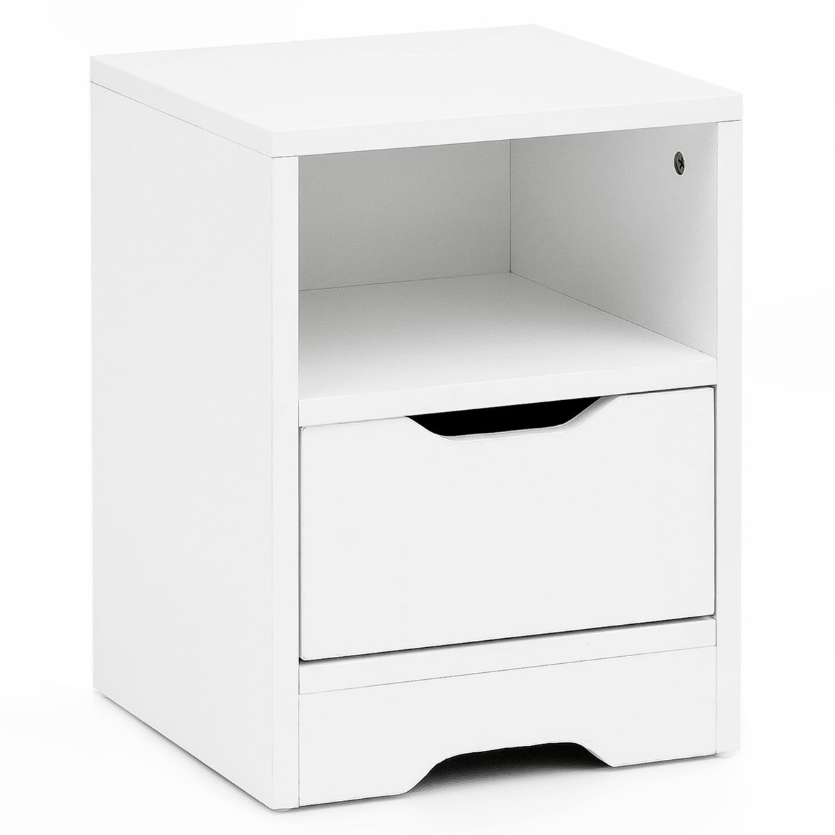 Ervesto Nachtkastje WL5.700 - 31x43x31 Cm - Wit Mat - Houten Nachtkastje Met Lade En Opbergvak - Compact Nachtkastje Voor Slaapkamer