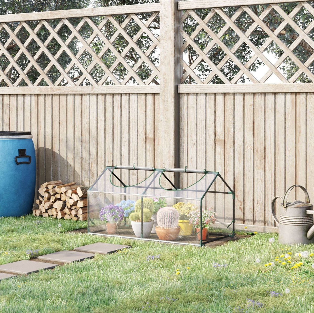 MEUNIQ foliekas 120 x 60 x 60 cm met oprolbaar raam en ritssluiting, transparante mini kweekkas met stalen frame voor planten, tomaten en vroeg zaaien
