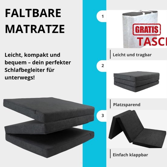Opvouwbare Matras - Gastenbed Vouwbed - Comfortabel Slapen - Afneembare Hoes - 180 x 65 cm - Roze — afbeelding 3