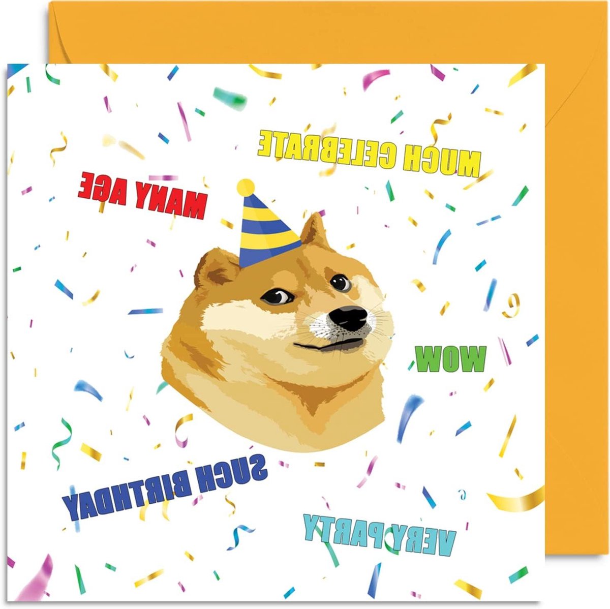 Grappige verjaardagskaarten - Wenskaarten humor - Verjaardag vieren - Uniek Doge meme design - 145mm x 145mm - Wit
