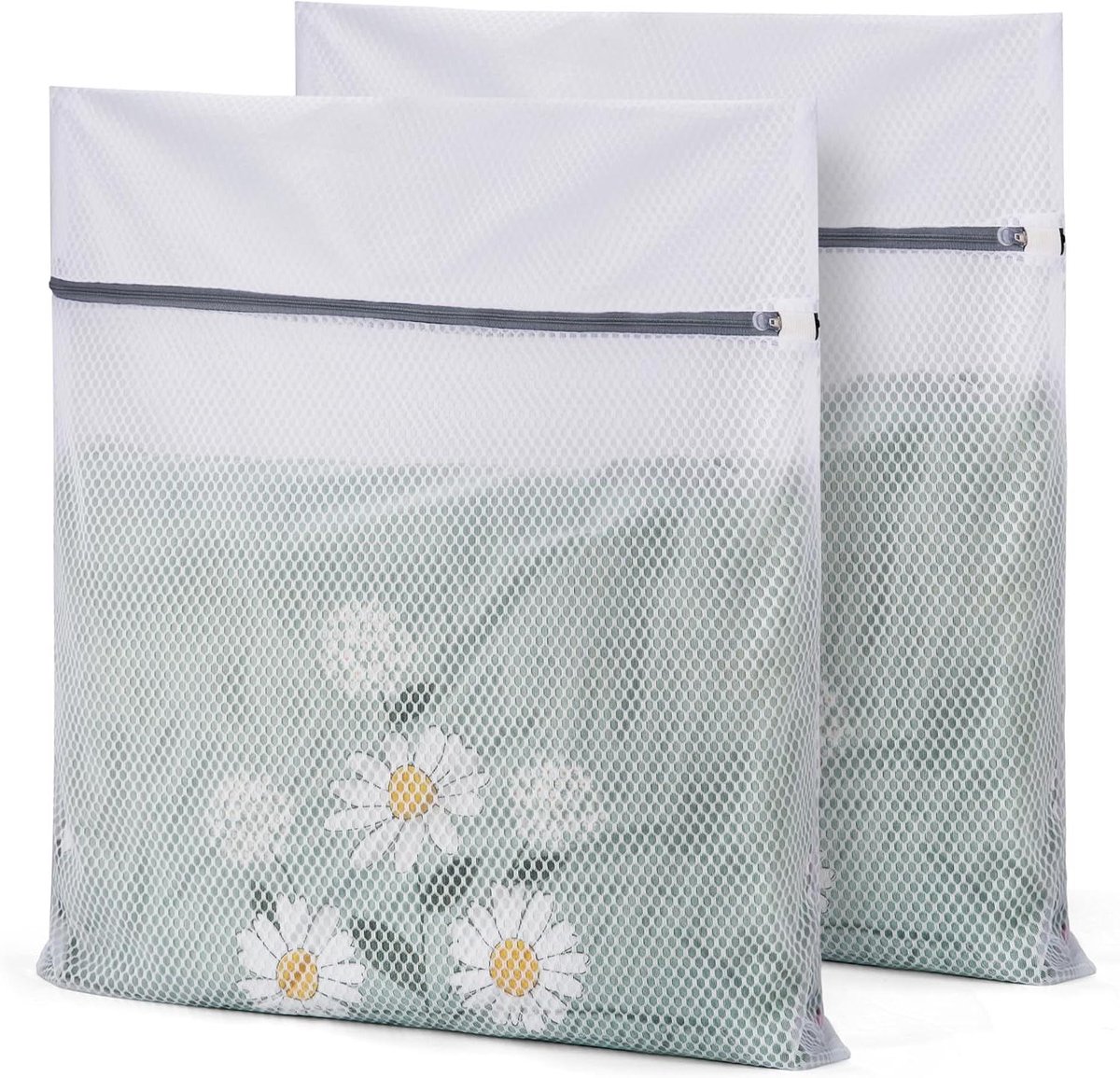 XXL Waszakken - Delicaten Lingerie - Kleding Beschermen - Honingraat Gaas Rits - 2 Stuks 60x60cm - Wit