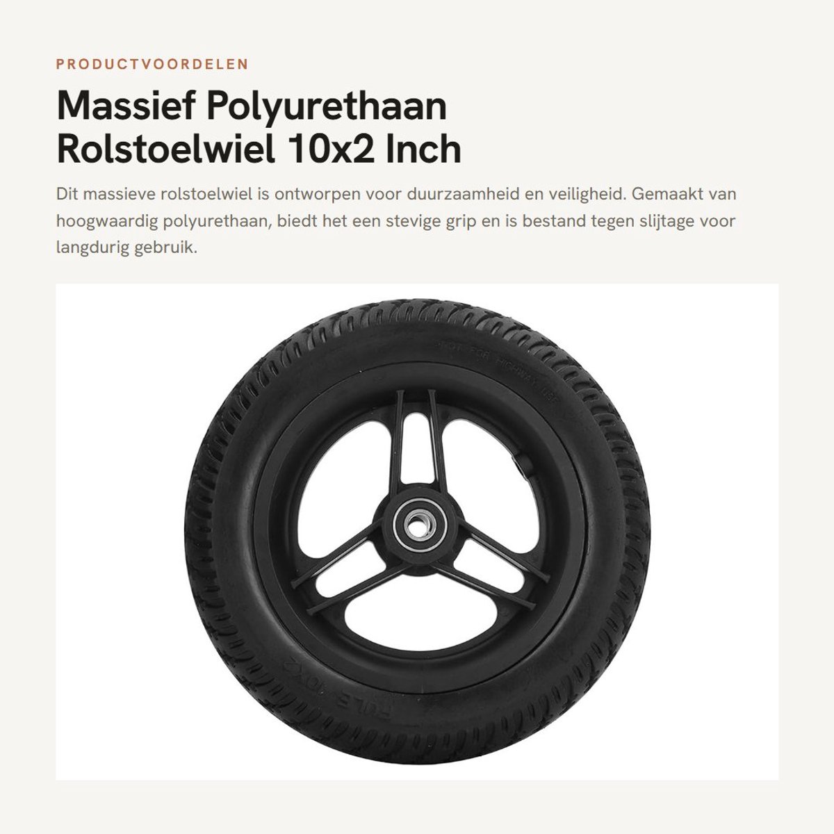 Inovra- Rolstoelwiel 10x2 Inch - Polyurethaan Massief - Antislip - Duurzaam - Explosiebestendig - Schokbestendig - Rolstoelband