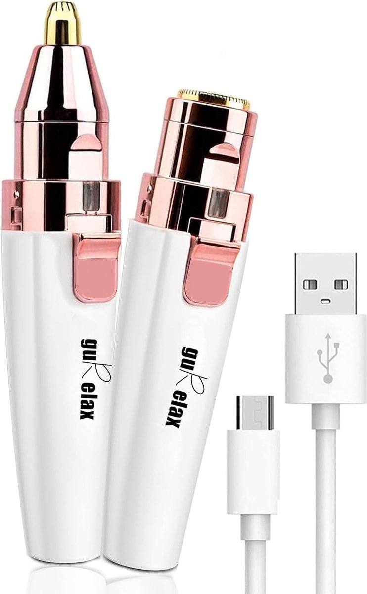 Thijox - Oplaadbare Wenkbrauwtrimmer & Gezichtshaar Verwijderaar voor Vrouwen, 2in1 Pijnloze Gezichtshaar Remover, Scheermes voor Lippen, Neus en Lich
