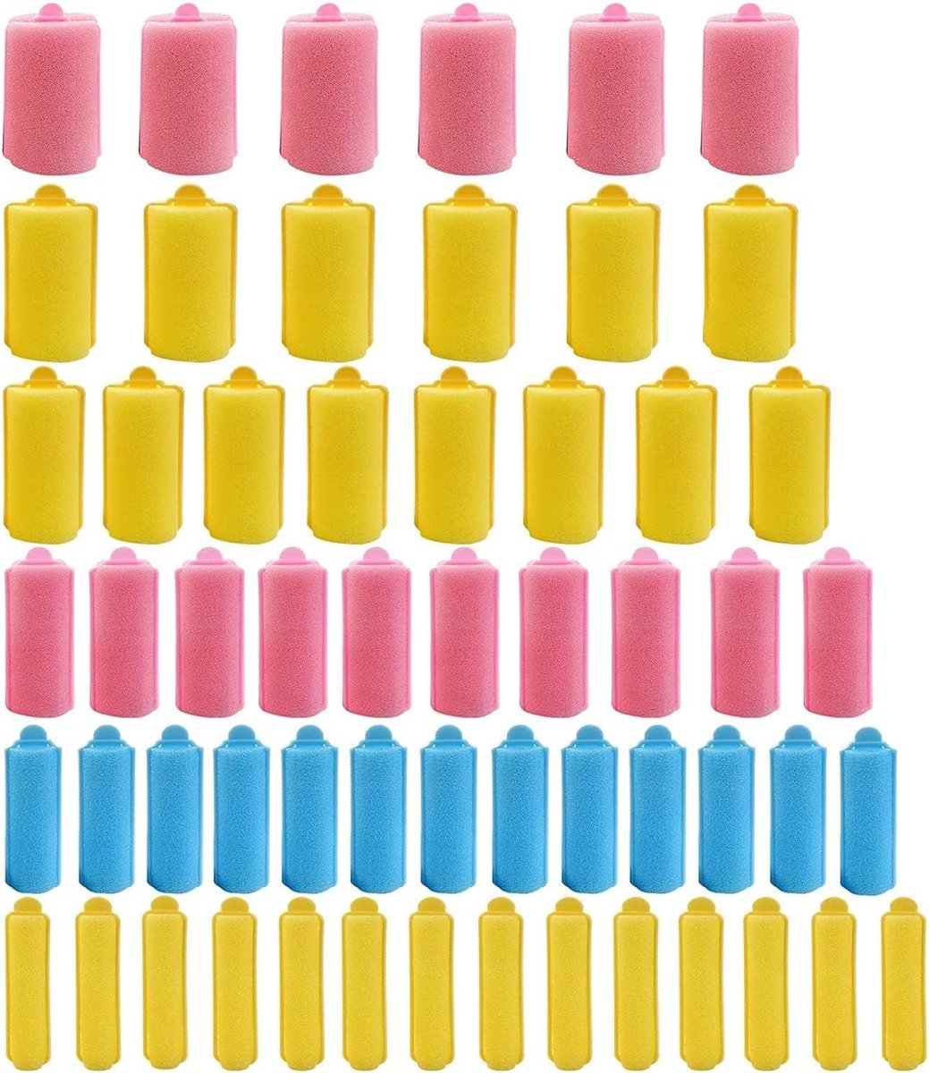 Thijox - 56 Stuks Spons-Krultangen - Flexibele Haarstyling Rollen voor Dames en Kinderen - Schuimrubberen Krulspelden voor Mooie Krullen - Perfect voo