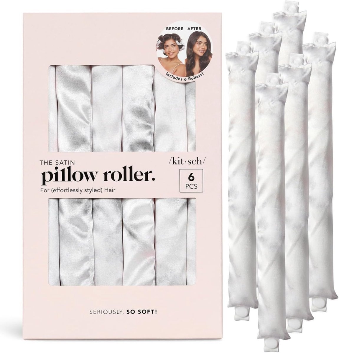 Thijox - Kitsch Satijnen Kussenrollen - Hittevrije Krulspelden voor Lang en Kort Haar - Flexibele Krultangen om te Slapen - 6 Stuks - Perfect voor Fee